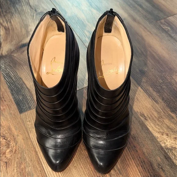 Christian Louboutin Orniron Black Calf Leather Heeled Boots sz 36 (5.5-6US) - Picture 2 of 10